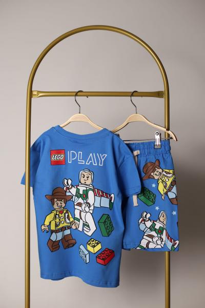 Mavi Sırt Baskılı Lego Play Şortlu Takım