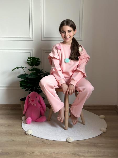 Açık Pembe Ponpon Detaylı Eşofman Takımı