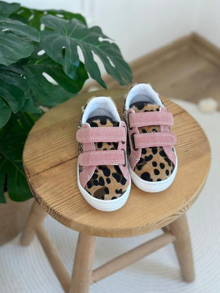 Pembe Leopar Ve Yaldız Detaylı Sneaker