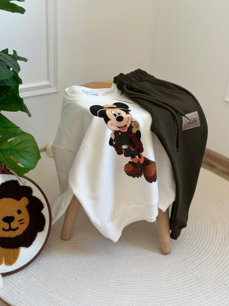 Sırt Baskılı Mickey Mouse Safari Eşofman Takımı