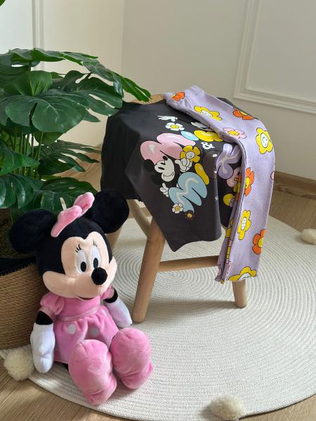 Çiçekli Minnie Mickey Taytlı Takım