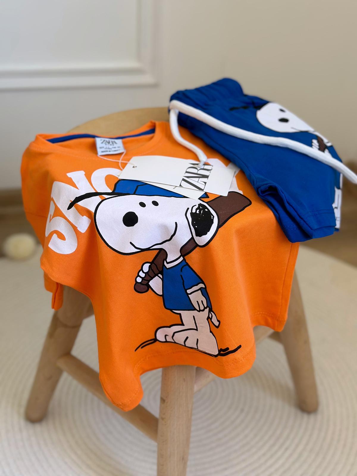 Turuncu Snoopy Şortlu takım