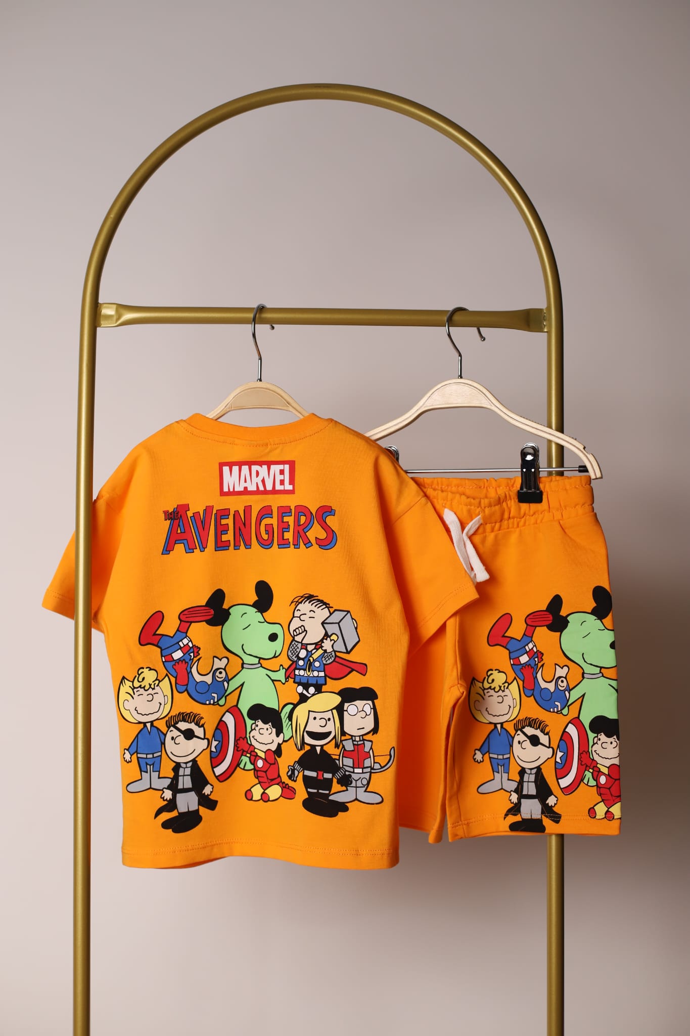 Turuncu Gap Avengers Animasyon Şortlu Takım